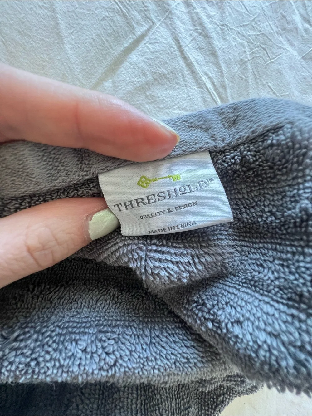 Set of 2 Threshold Gray Plush Cotton Hand Towels